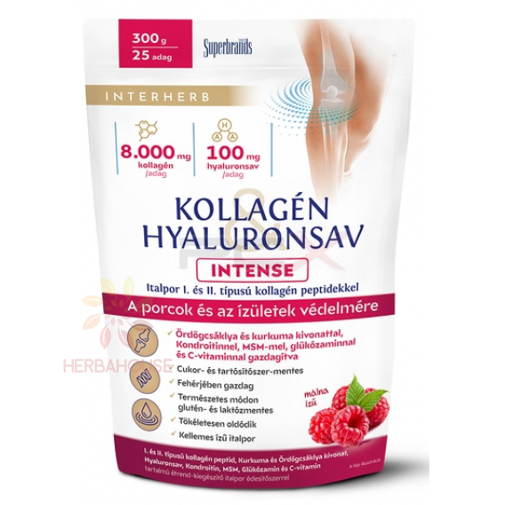 Obrázok pre Interherb Intense Prášok kolagén a kyselina hyalurónová so sladidlom - malina (300g)