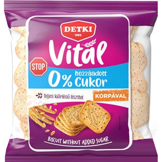 Obrázok pre Detki Vital cukor STOP Celozrnné sušienky bez cukru s otrubami (180g)