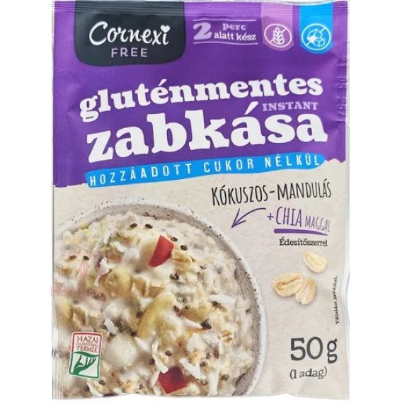 Obrázok pre Cornexi Bezlepková Ovsená kaša Kokos, mandle a chia bez pridaného cukru (50g)