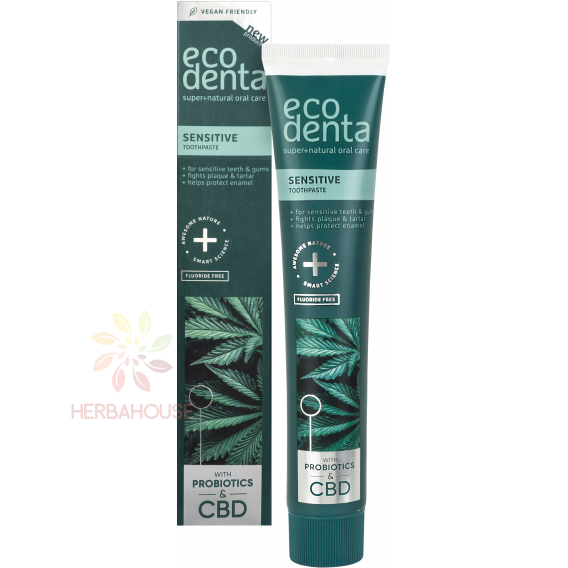 Obrázok pre Ecodenta Sensitve bioaktívna zubná pasta bez fluoridov s CBD a probiotikami (75ml)