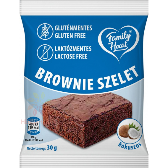 Obrázok pre Family Heart Bezlepkový a bezlaktózový Brownie rez kakaový s kokosovou príchuťou (30g)