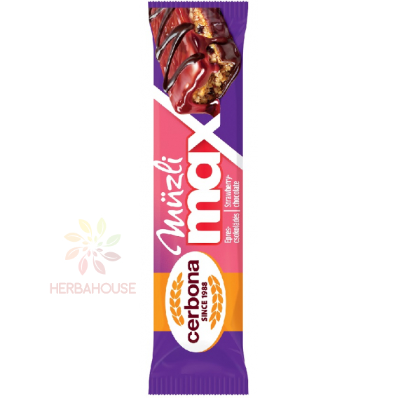 Obrázok pre Cerbona Müzli Max Müsli tyčinka s jahodovo-čokoládovou príchuťou (30g)