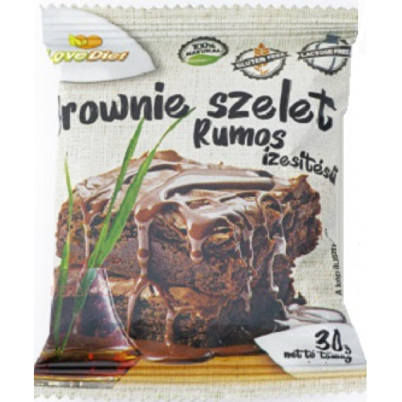 Obrázok pre LoveDiet Bezlepkový Brownie rez kakaový s rumovou príchuťou (30g)