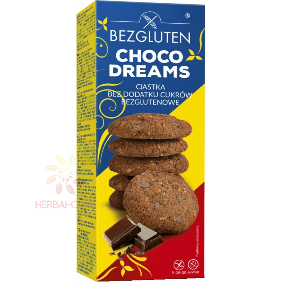 Obrázok pre Bezgluten Choco dreams Bezlepkové kakaové sušienky s kúskami čokolády bez pridaného cukru (110g)