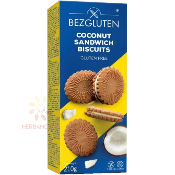 Obrázok pre Bezgluten Bezlepkové Kakaové sušienky s kokosovou plnkou (210g)