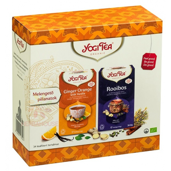 Obrázok pre Yogi Tea® Bio Ajurvédske čaje Pomarančový zázvorový s vanilkou a Rooibos - darčekové balenie (34ks)