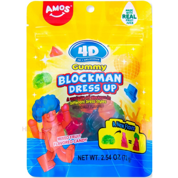 Obrázok pre Amos 4D Blockman dress up Gumené cukríky ovocný mix - figúrky (85g)