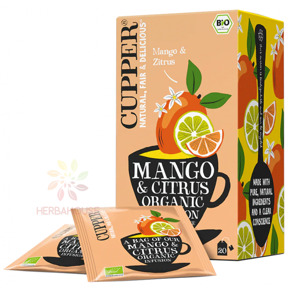 Obrázok pre Cupper® Mango & Citrus Bio ovocný čaj porciovaný mango a limetka (20ks)