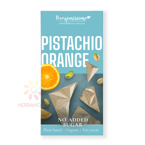 Obrázok pre Benjamissímo Pistachio Orange Bio Vegánska čokoláda s pistáciou, pomarančovým olejom a sladidlom (60g)