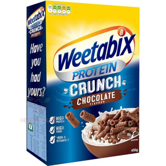 Obrázok pre Weetabix Protein Crunch Celozrnné pšeničné cereálie čokoládové (450g)