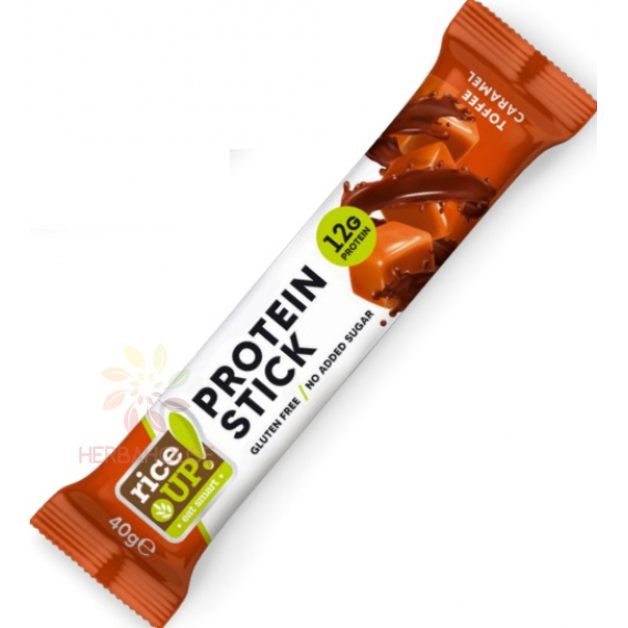 Obrázok pre Rice Up Protein Stick Bezlepková tyčinka s karamelovou príchuťou v mliečnej čokoláde (40g)