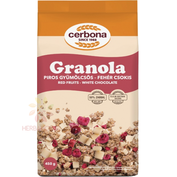 Obrázok pre Cerbona Granola s červeným ovocím a bielou čokoládou (450g) 