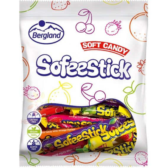 Obrázok pre Bergland Soft candy Sofeestick karamelky s príchuťou miešaného ovocia a koly (80g)