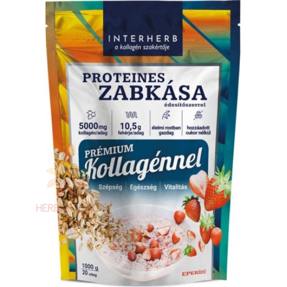 Obrázok pre Interherb Ovsená kaša bielkovinová s kolagénom so sladidlom s jahodovou príchuťou (1000g)