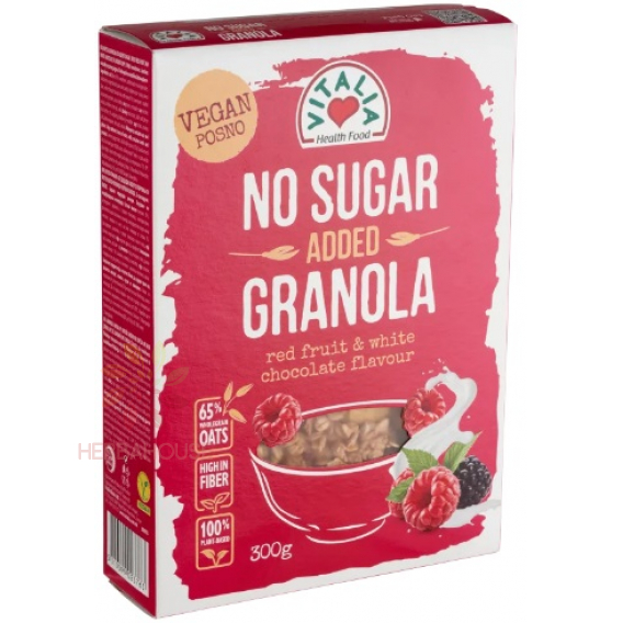 Obrázok pre Vitalia Vegan Granola so sladidlami s červeným ovocím a bielou čokoládou (300g)