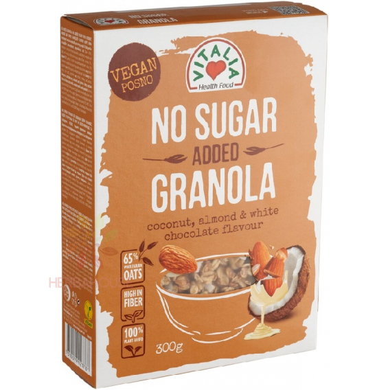 Obrázok pre Vitalia Vegan Granola so sladidlami Kokosovo-mandľová s bielou čokoládou (300g)