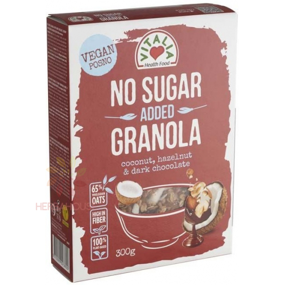 Obrázok pre Vitalia Vegan Granola so sladidlami Kokosovo-oriešková s tmavou čokoládou (300g)
