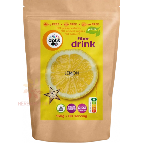 Obrázok pre DotsDiet Bezlepkový Instantný citrónový nápoj v prášku s vitamínmi C a D a vlákninou (150g)