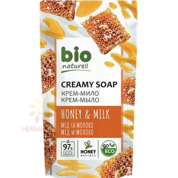Obrázok pre Bio Naturell Tekuté krémové mydlo Med a mlieko - náhradná náplň (460ml)
