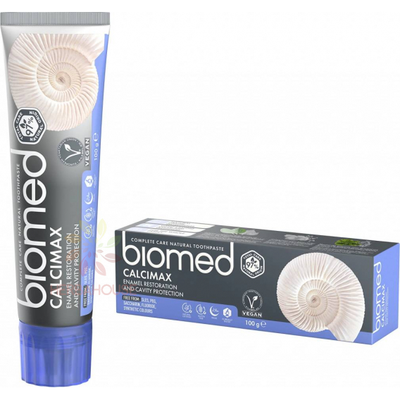 Obrázok pre Biomed Calcimax Bio prírodná remineralizačná zubná pasta s extraktmi z morských rias a ružového ílu (100g) 