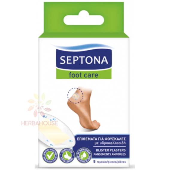 Obrázok pre Septona Foot Care náplasti na pľuzgiere s hydrokoloidmi - vodoodolné (5ks)