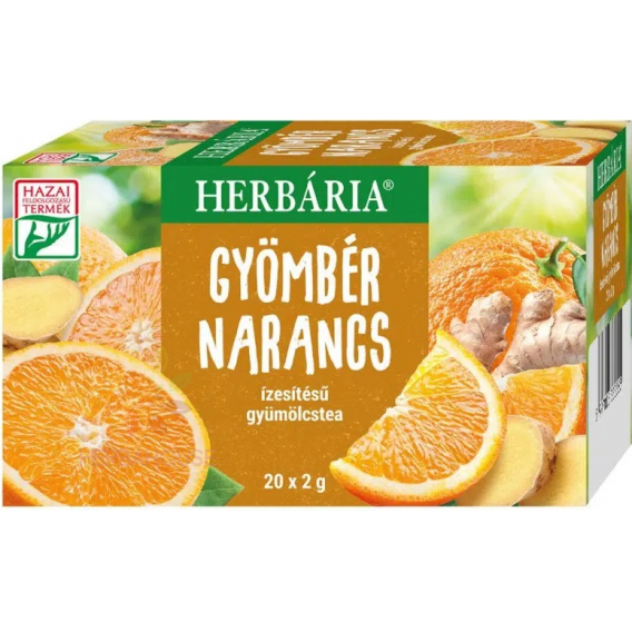 Obrázok pre Herbária Ovocný čaj s príchuťou pomaranč a zázvor porciovaný (20ks)