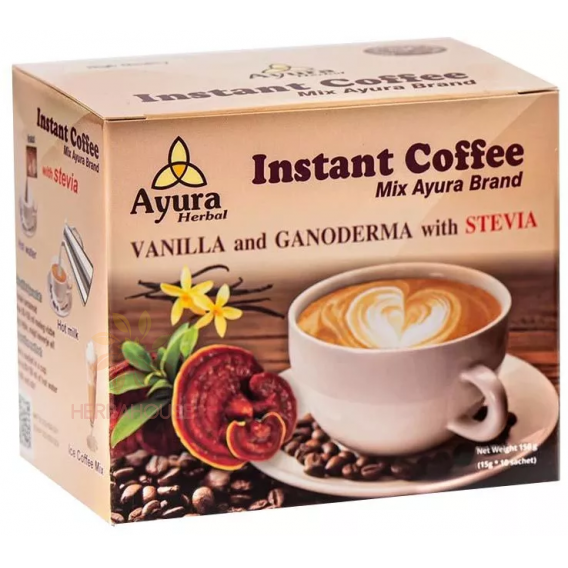 Obrázok pre Ayura Instantné vanilkové cappuccino s ganodermou a stéviou (10ks)