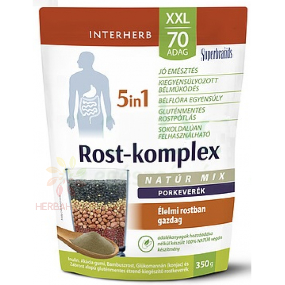 Obrázok pre Interherb Interherb XXL Rost-komplex 5v1 – prírodná vláknina na trávenie, zápchu a detox (350g)