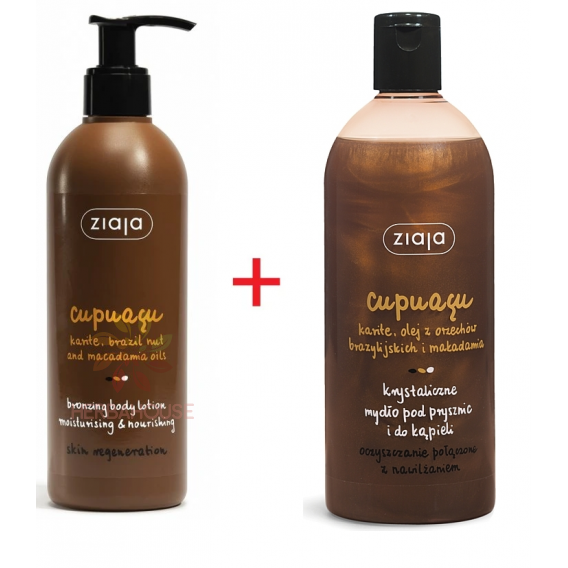 Obrázok pre Ziaja Cupuaçu Samoopaľovacie hydratačné a výživné telové mlieko + darček sprchový gél Cupuaçu (300ml + 500ml)
