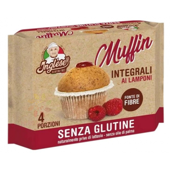 Obrázok pre Inglese Muffin Bezlepkové celozrnné muffiny s malinovou náplňou (160g)