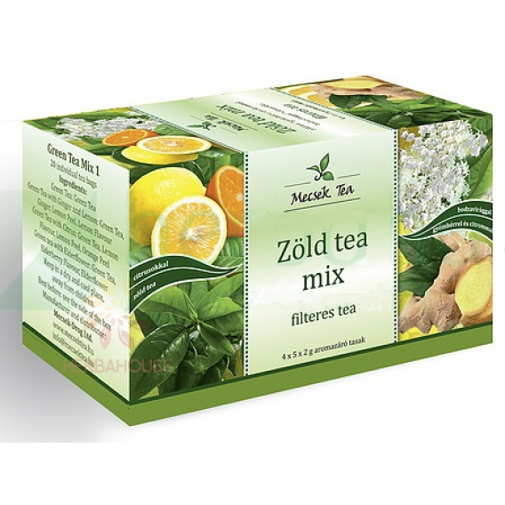 Obrázok pre Mecsek Porciovaný mix zelených čajov – citrus, zázvor, baza, natur (20ks)