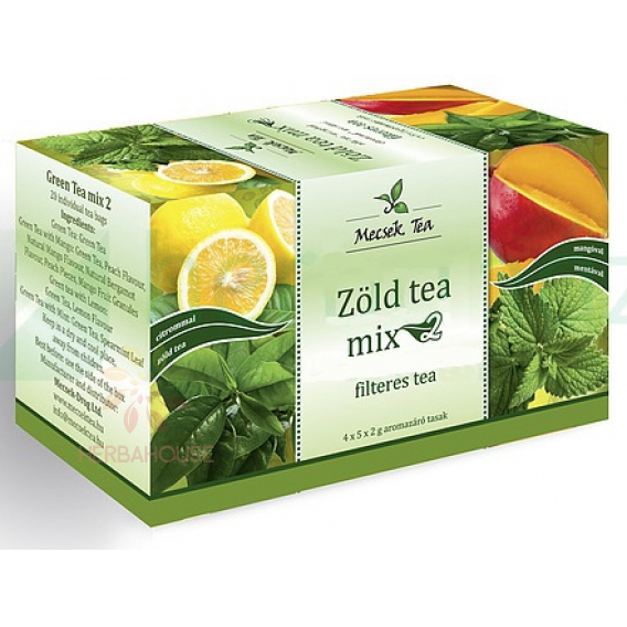 Obrázok pre Mecsek Porciovaný mix2 zelených čajov – mango, citrón, mäta, natur (20ks)