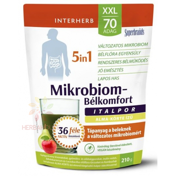 Obrázok pre Interherb Mikrobiom 5v1 príchuť jablko a hruška - probiotický a vlákninový mix pre zdravé črevá (210g)