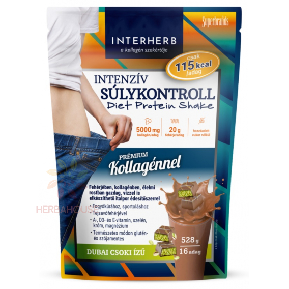 Obrázok pre Interherb Intenzív Diet Shake proteínový nápoj s kolagénom a sladidlom - dubajská čokoláda (528g)