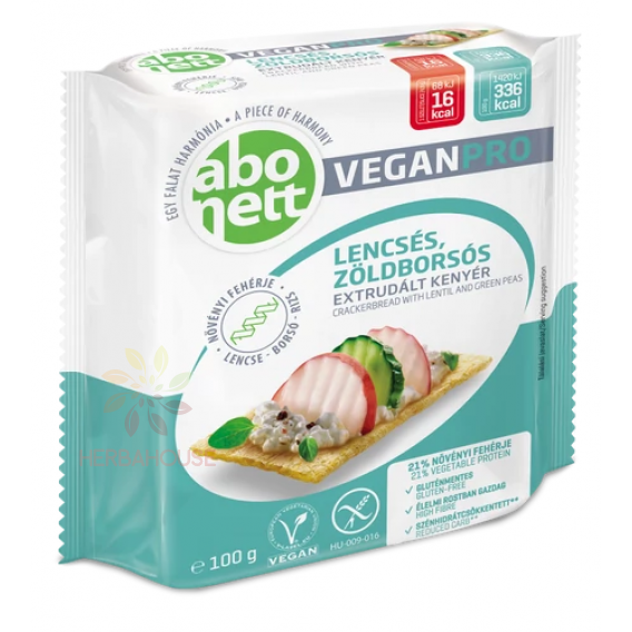 Obrázok pre Abonett VeganPro Bezlepkový extrudovaný chlieb so šošovicou a zeleným hráškom (100g)