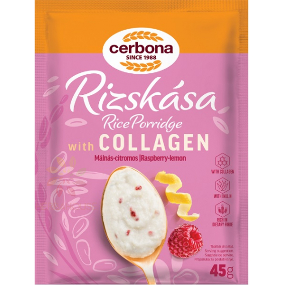 Obrázok pre Cerbona Ryžová kaša s kolagénom a inulinom malina-citrón (45g) 