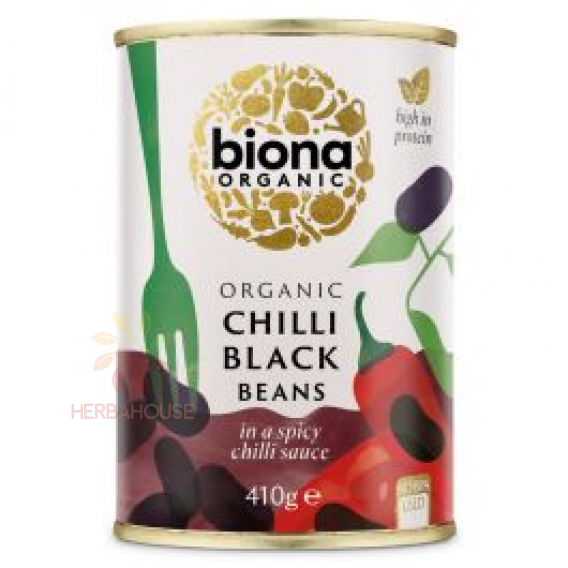 Obrázok pre Biona Bio Čierne fazule v pikantnej chilli omáčke (410g)