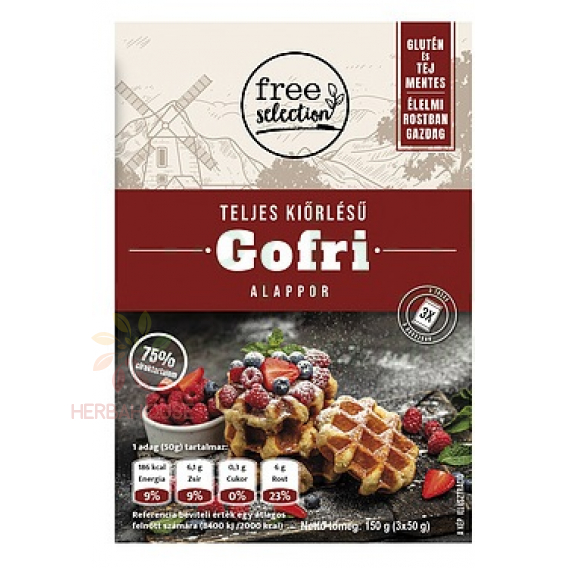 Obrázok pre Free Selection Bezlepková celozrnná múčna zmes na gofry, vafle (150g)