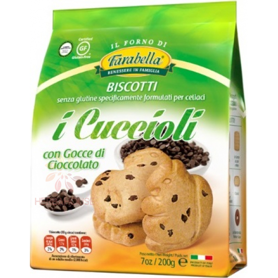 Obrázok pre Farabella I Cuccioli Bezlepkové sušienky s kúskami horkej čokolády (200g)