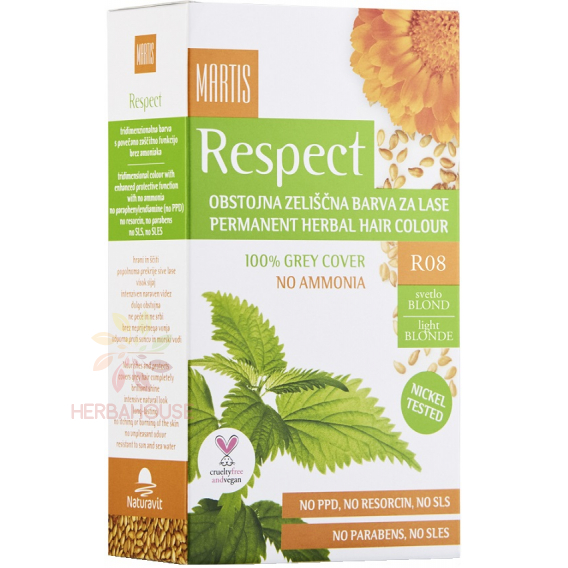 Obrázok pre Naturavit Martis Respect Farba na vlasy R08 Svetlá blond (135ml)