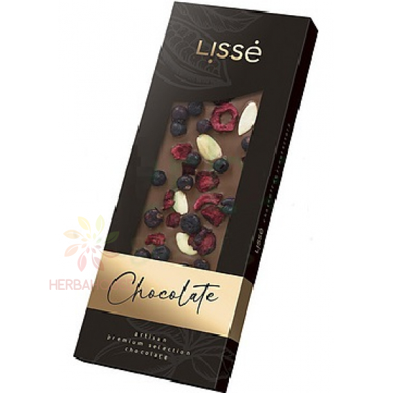 Obrázok pre Lissé Mliečna čokoláda s ríbezľami, višňami a mandľami so sladidlom (100g)