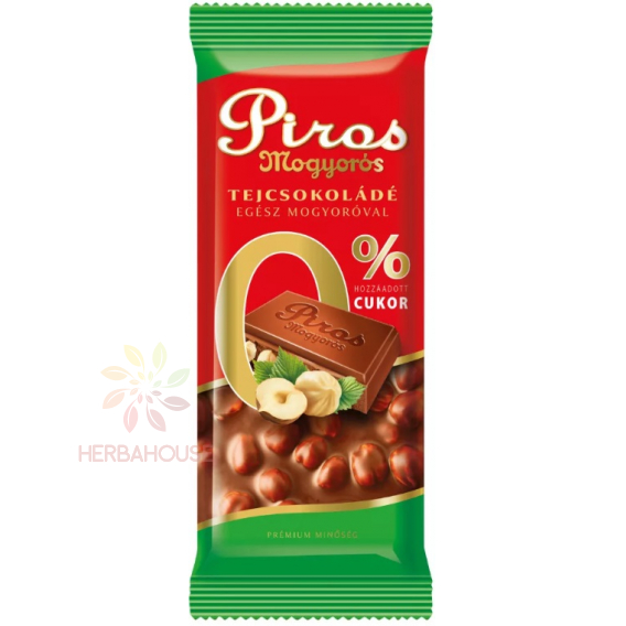 Obrázok pre Piros Mogyorós Bezlepková Mliečna čokoláda s lieskovými orieškami bez pridaného cukru (70g)