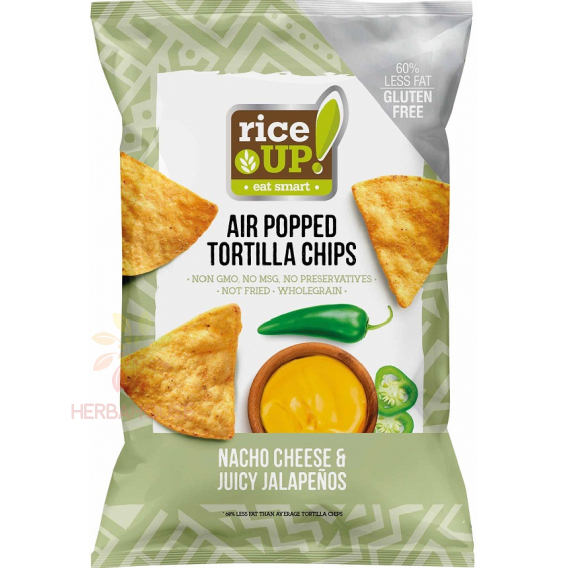 Obrázok pre Rice Up Bezlepkový Tortilla chips kukuričný s príchuťou nachos syra a jalapeño (60g)