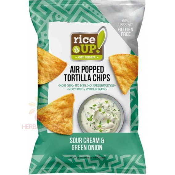 Obrázok pre Rice Up Bezlepkový Tortilla chips kukuričný so smotanovo cibuľovou príchuťou (60g)