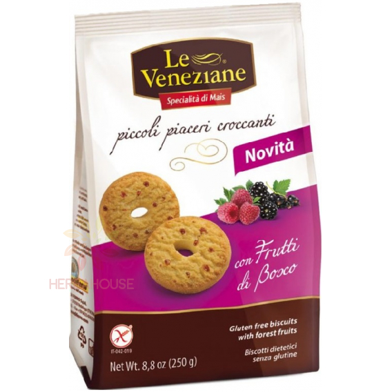 Obrázok pre Le Veneziane Bezlepkové maslové sušienky s ovocím (250g)