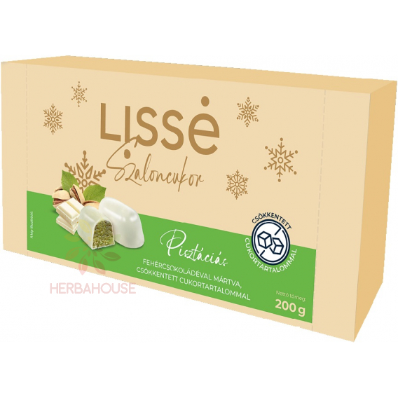 Obrázok pre Lissé Salónky máčané v bielej čokoláde plnené plnkou s pistáciovou príchuťou (200g)