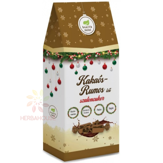 Obrázok pre Health Market Bezlepkové, Vegan, Paleo Salónky Kakao-rumová príchuť v kokosovej mliečnej čokoláde so sladidlami (250g)