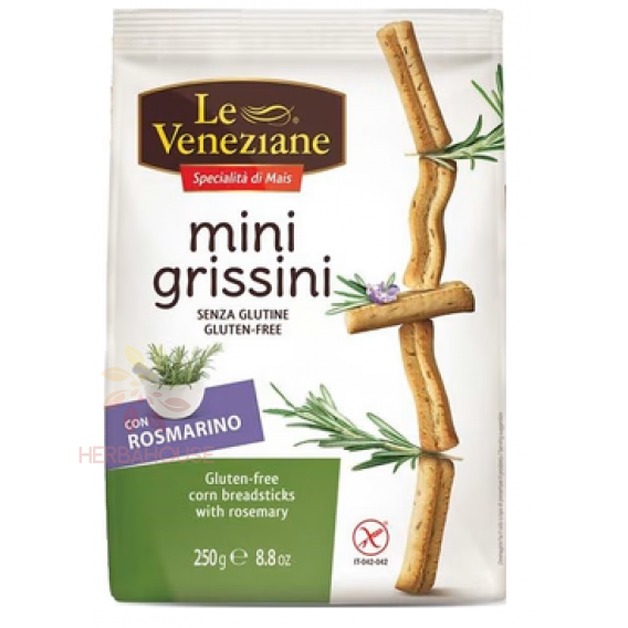 Obrázok pre Le Veneziane Mini Grissini Bezlepkové kukuričné ​​tyčinky s rozmarínom (250g)