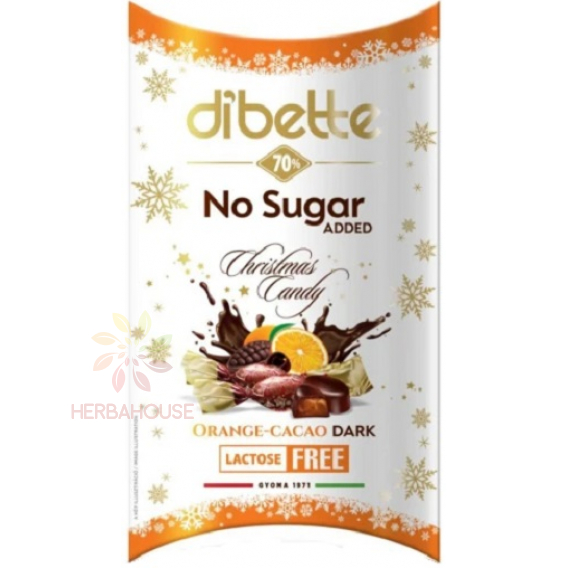 Obrázok pre Dibette Salónky máčané v horkej čokoláde plnené kakaovým krémom s pomarančovou príchuťou so sladidlom (220g)