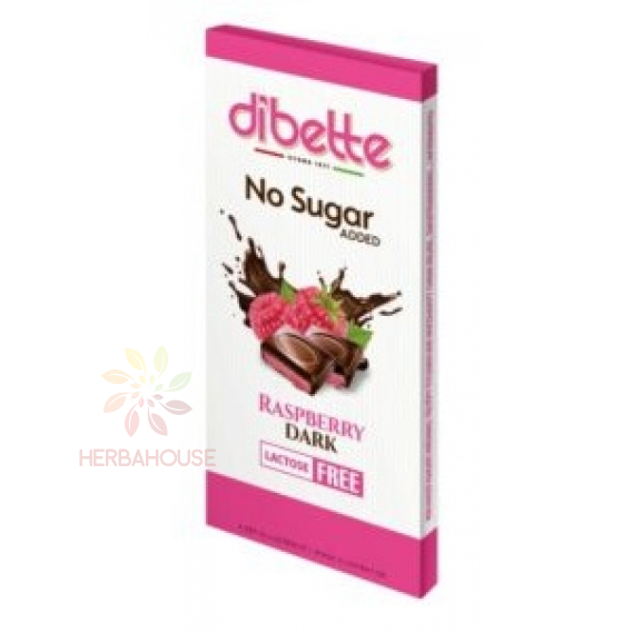 Obrázok pre Dibette NAS Horká čokoláda plnená malinovým krémom so sladidlom (80g)